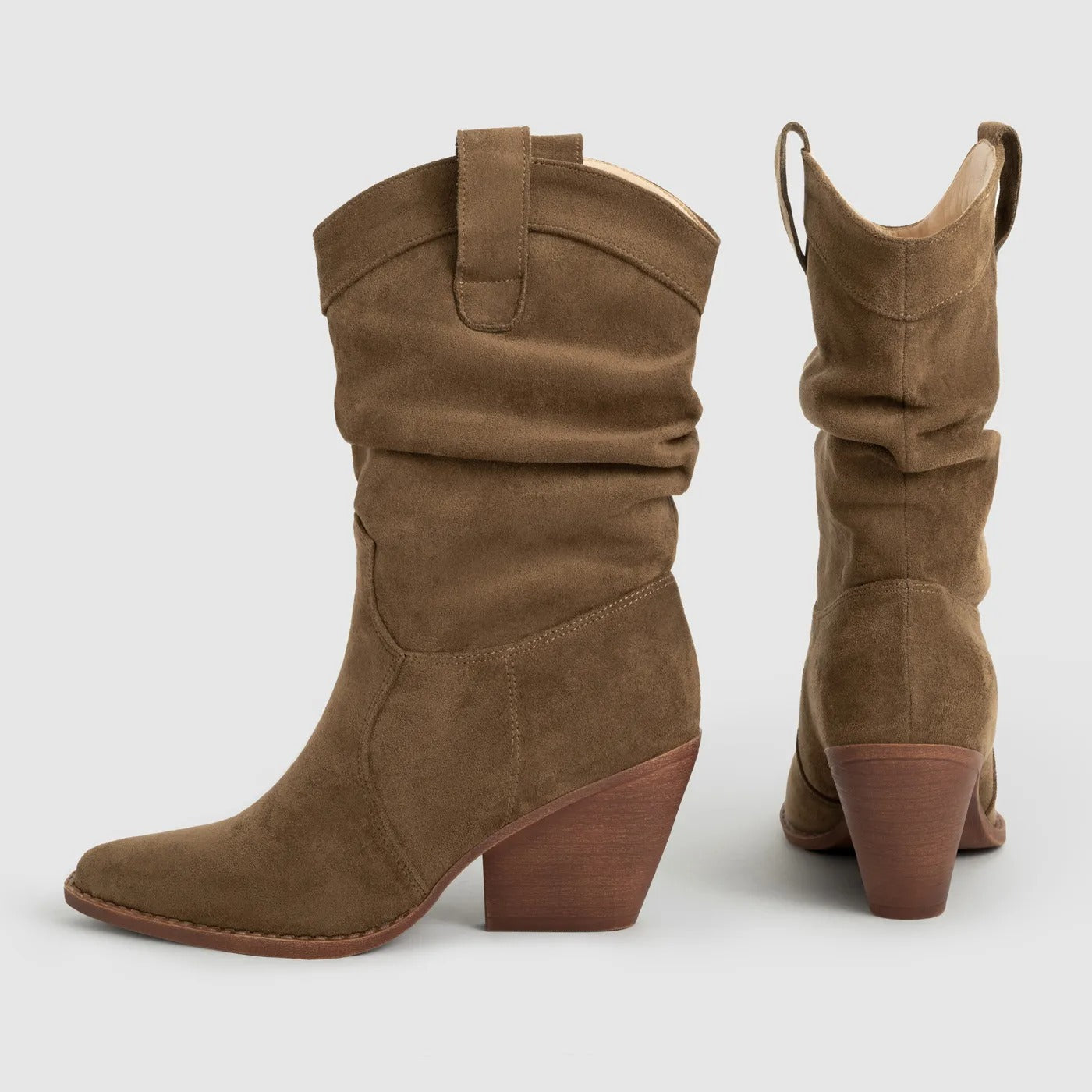 Stivali donna in camoscio sintetico con tacco medio stile western - Liora