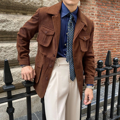 Blazer da uomo in velluto a coste con tasche utility dal taglio classico - Dino