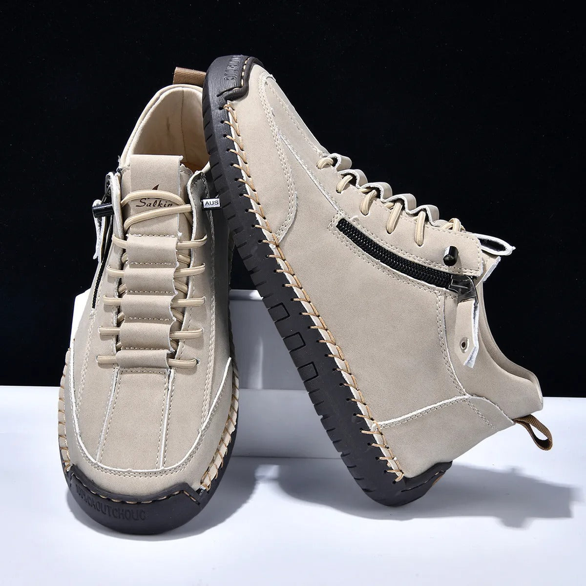 Scarpe da ginnastica da uomo in pelle sintetica con chiusura laterale in stile urbano - Aksel