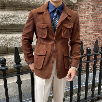 Blazer da uomo in velluto a coste con tasche utility dal taglio classico - Dino