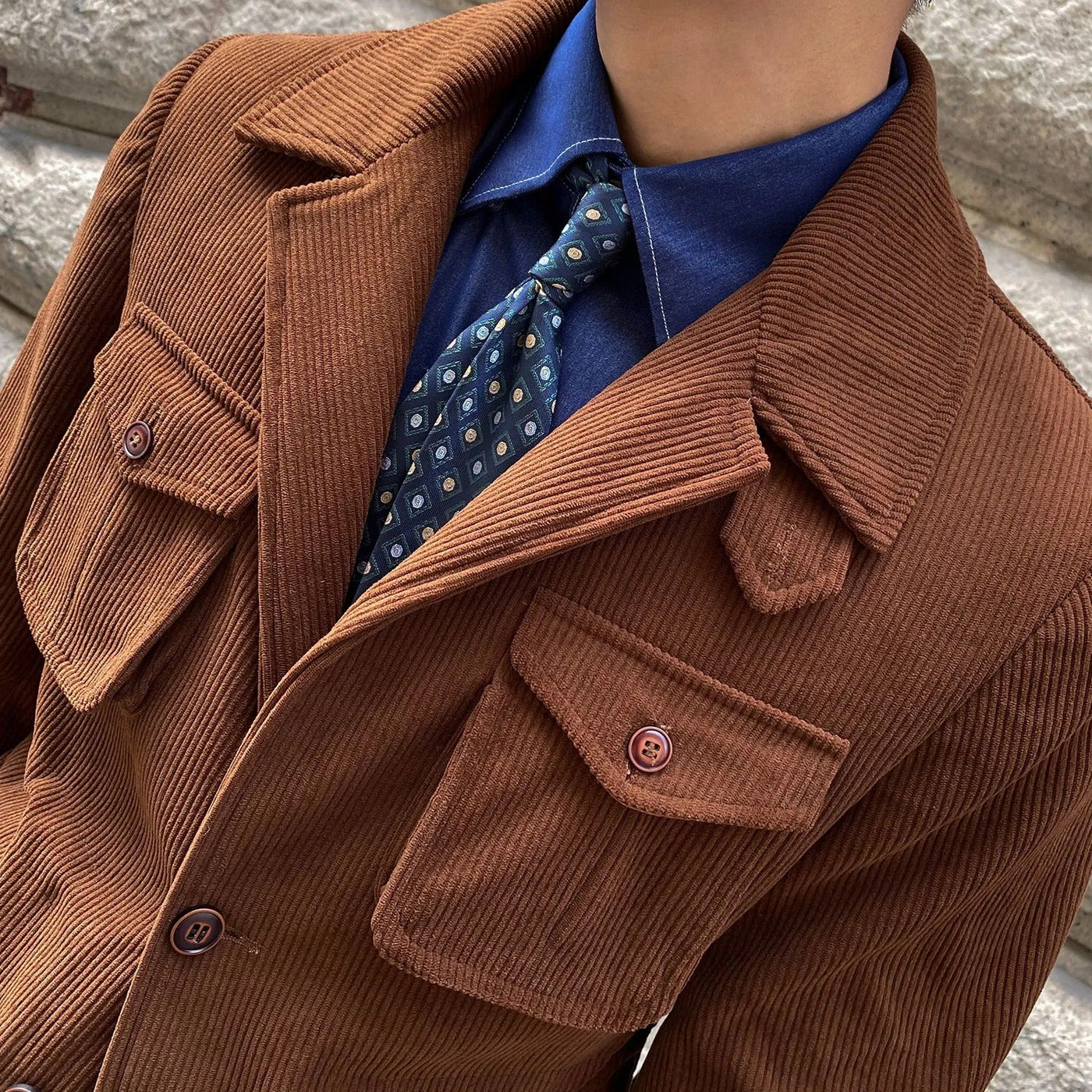 Blazer da uomo in velluto a coste con tasche utility dal taglio classico - Dino