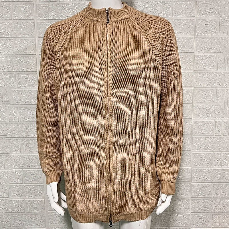 Cardigan da uomo a maglia grossa con zip e dolcevita - Benoît