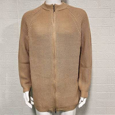 Cardigan da uomo a maglia grossa con zip e dolcevita - Benoît