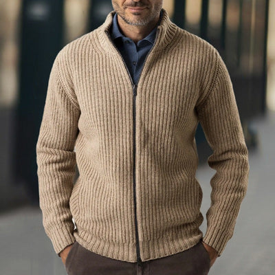 Cardigan da uomo a maglia grossa con zip e dolcevita - Benoît
