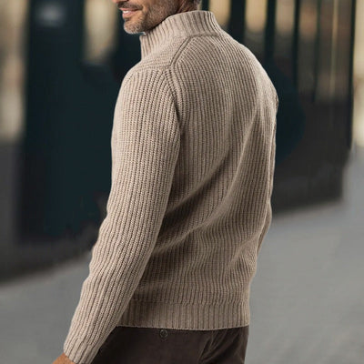 Cardigan da uomo a maglia grossa con zip e dolcevita - Benoît