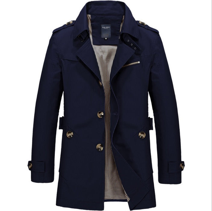 Trench lungo impermeabile da uomo con doppi bottoni - Miles