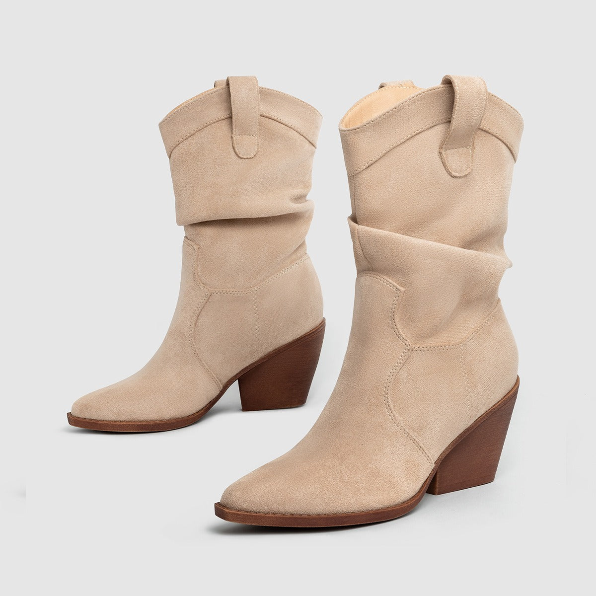 Stivali donna in camoscio sintetico con tacco medio stile western - Liora