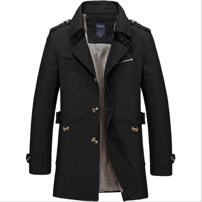 Trench lungo impermeabile da uomo con doppi bottoni - Miles