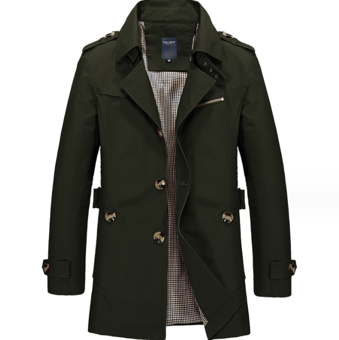 Trench lungo impermeabile da uomo con doppi bottoni - Miles