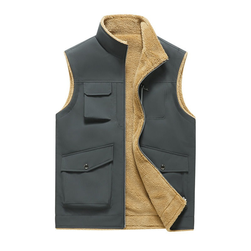 Gilet da uomo in pile foderato in stile outdoor multitasche - Owen