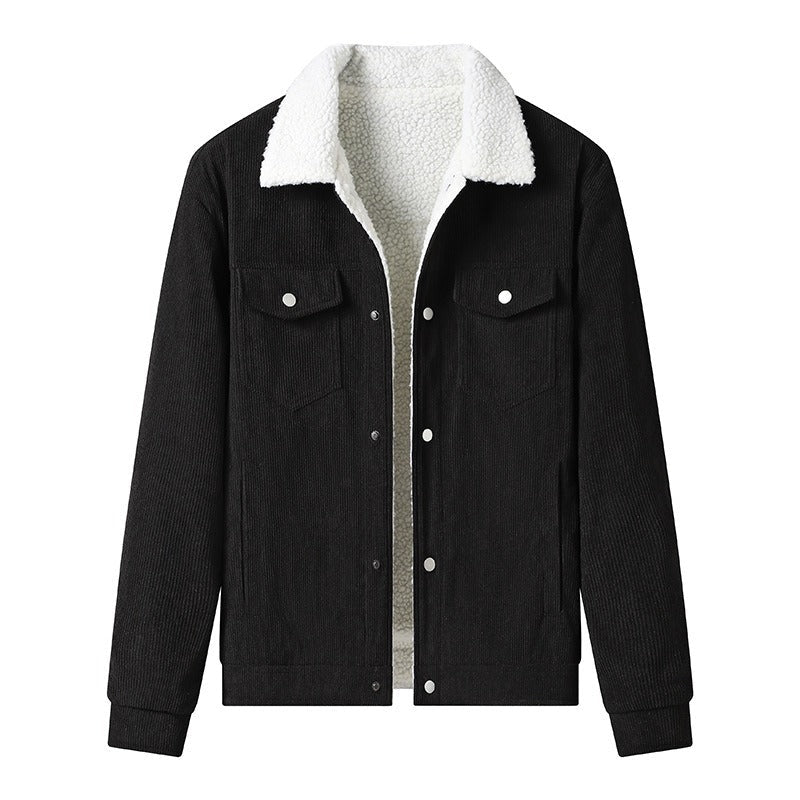 Giacca da uomo in velluto a coste con fodera in pile, stile casual - Alain