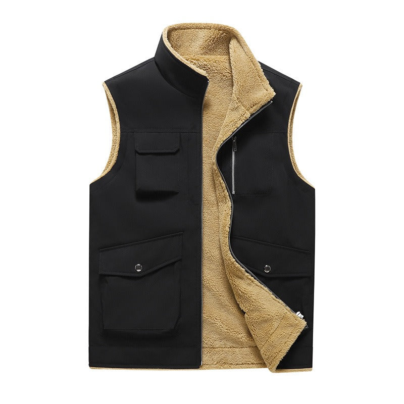 Gilet da uomo in pile foderato in stile outdoor multitasche - Owen