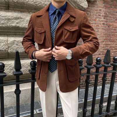 Blazer da uomo in velluto a coste con tasche utility dal taglio classico - Dino