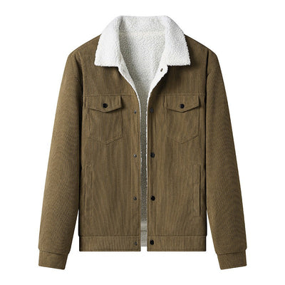 Giacca da uomo in velluto a coste con fodera in pile, stile casual - Alain
