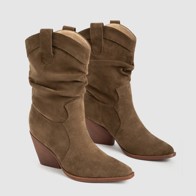Stivali donna in camoscio sintetico con tacco medio stile western - Liora