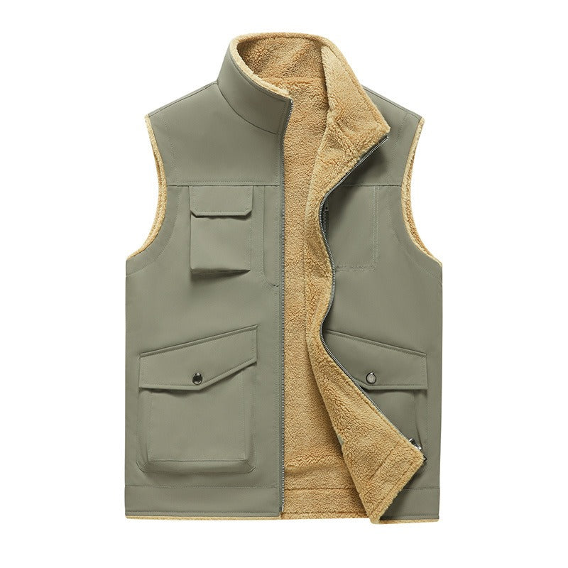 Gilet da uomo in pile foderato in stile outdoor multitasche - Owen