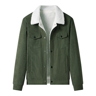 Giacca da uomo in velluto a coste con fodera in pile, stile casual - Alain