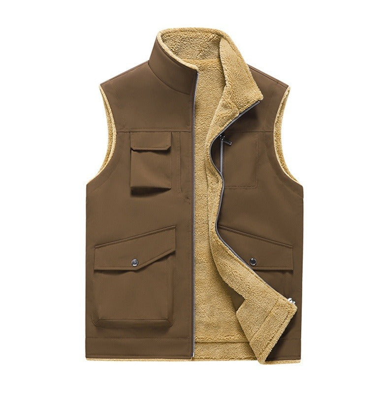 Gilet da uomo in pile foderato in stile outdoor multitasche - Owen