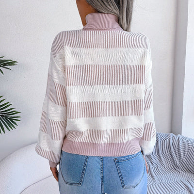 Maglia dolcevita da donna a righe larghe - Elsy