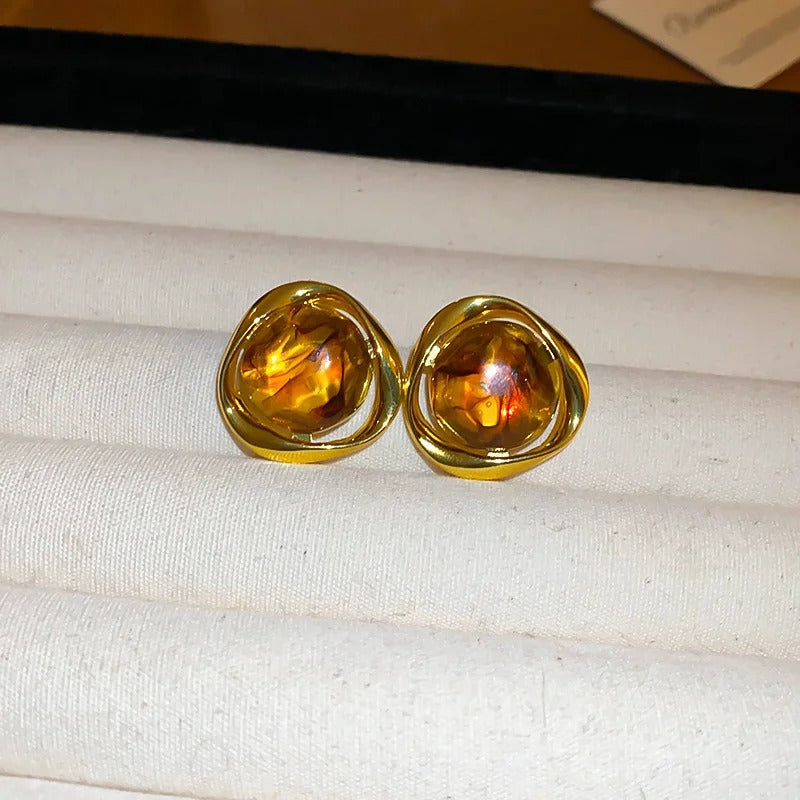 Orecchini a perno con globo d'oro - Nerina