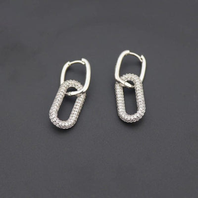 Orecchini pendenti con maglie di cristallo - Mahira