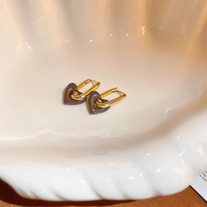 Orecchini a cerchio con cuore a strisce di caramelle - Marisol