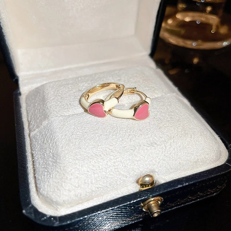 Orecchini a cerchio con cuore a strisce di caramelle - Marisol