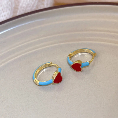 Orecchini a cerchio con cuore a strisce di caramelle - Marisol